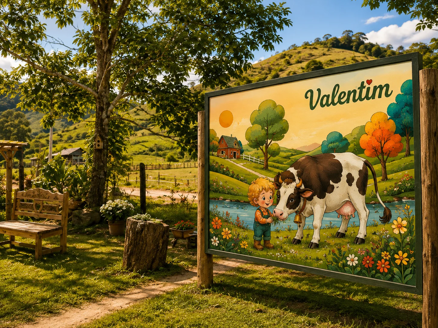 Placa de entrada do Agroturismo Valentim, iogurteria artesanal em Pedra Azul ES